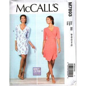 McCall's M7893 Misses 8 to 16 Nancy Zieman Wrap Dress Sewing Pattern New